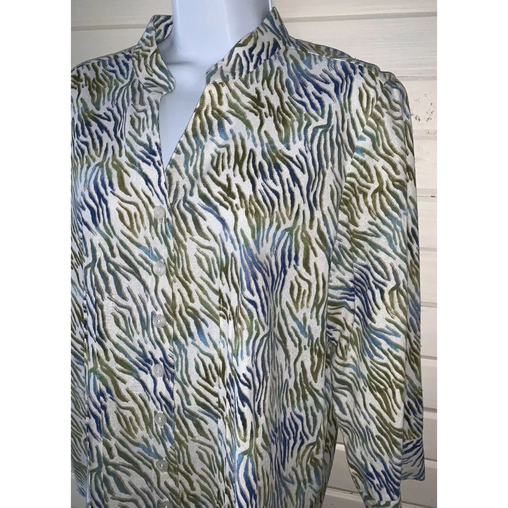Christopher & Banks Sz MEDIUM Linen Blend Button Up Tunic Lagenlook EUC